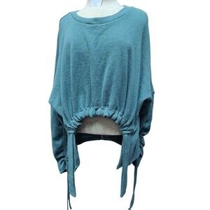 Club L London Crop Sweat Top Forest Green Crewneck Relax Sweatshirt NWT